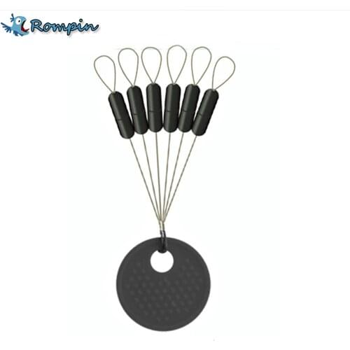 Rompin 10Pcs 6 in 1 Size SS S M L Black Rubber Stopper Fishing Bobber Float Space bean Stopper Folat Line Stoppers Bobber Stops
