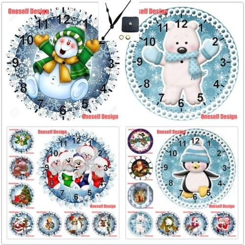 Christmas gift Santa Claus diamond painting with clock 5d diamond painting full set with clock christmas decorations for home