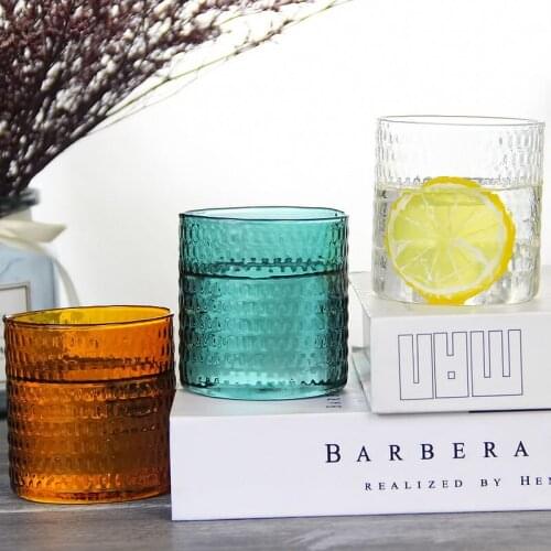 Hammer pattern glass cup thickened high temperature resistant home juice cup tea cup creative glass rice grain glass