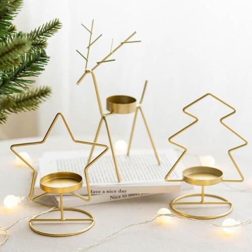 Candle Rack Portable Candle Holder Anti-deform Metal Decorative Pentagram Elf Tree Candlestick for Home