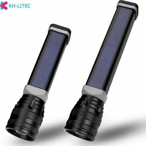 3 Modes Solar USB Flashlight Led Outdoor Aluminum Emergency Flashlight Torch Zoomable Portable Lamp Camping Hunting Lantern