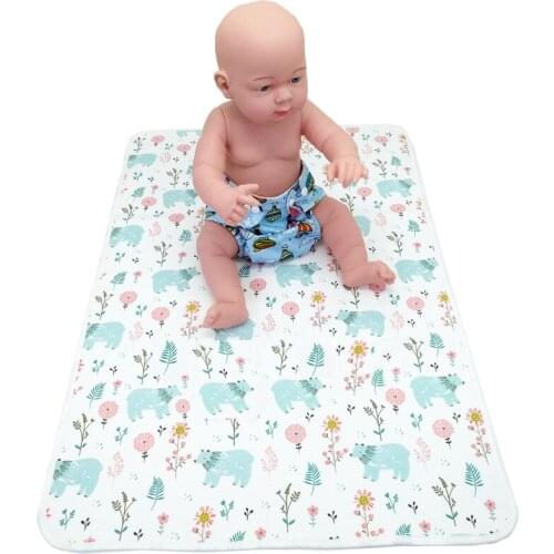 Baby Cloth Diaper Changing Pads Washable Travel Nappy Mat Waterproof Infant Newborn Baby Changing Mat Cover Size: 70cmx50cm