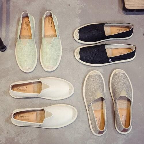 Breathable Linen Mens Casual Shoes New Old Beijing Cloth Shoes Canvas Summer Casual Flat Bottom Fishermans Driving Shoes