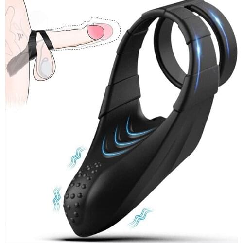 Vibrator Penis Ring Prostate Massage Vibrating Cock Ring Adult Sex Toys for Men Male Masturbator Delay Ejaculation Sex Products