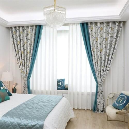 American Country Printing Curtain Stitching Blackout Curtains for Living Room for Bedroom Sheer Window Treatment Home Decoration