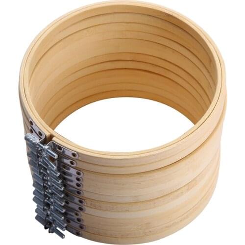 12 Pieces 7 Inch Wooden Embroidery Hoops Bulk Bamboo Circle Cross Stitch Hoop Round Ring for Art Craft Handy Sewing