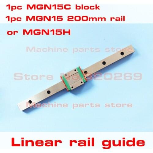 15mm Linear Guide MGN15 L= 200Mm Rail Way MGN15H Long Carriage For CNC X Y Z Axis MGN15C Square