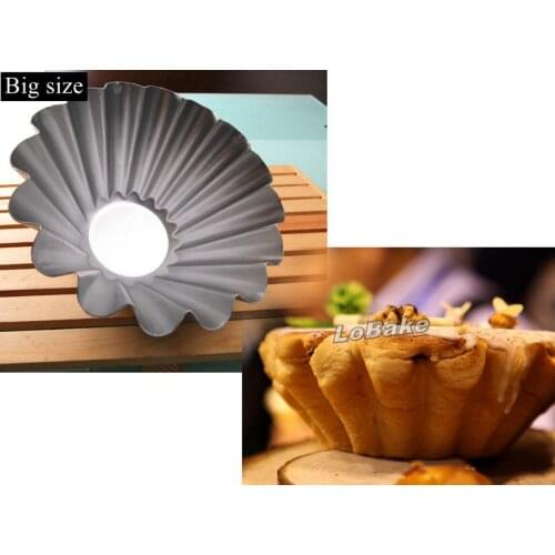 2pcs/lot) Big size 7 inches round mum flower shape aluminium Coconut tart Egg Tart pizza pan mooncake pudding cupcake mold