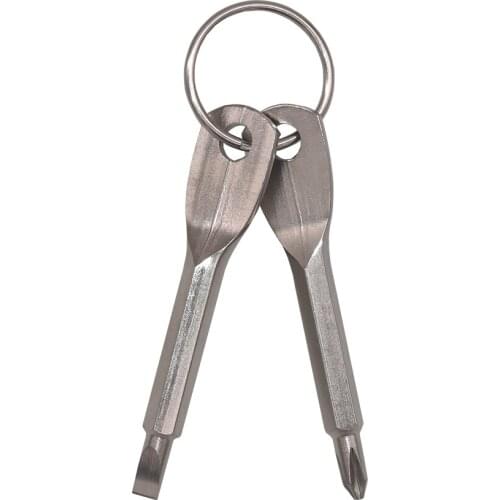 2 in 1 Metal Mini EDC Multifunction Screwdriver Key Shape Phillips Screw Driver Slotted Screwdrivers Keychain Pocket Repair Tool