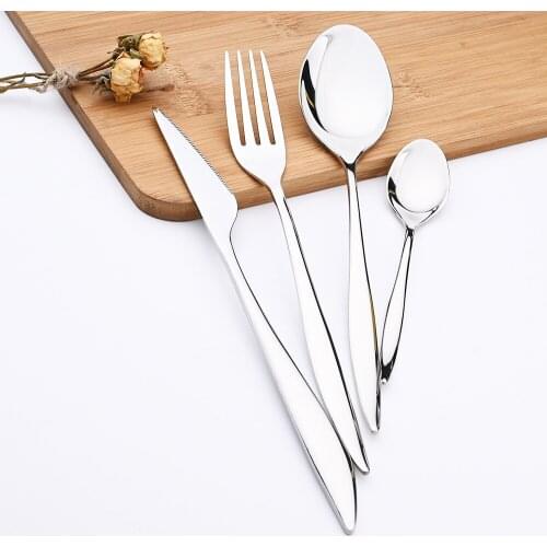 304 Stainless Steel Set Cutlery Silverware Set Mirror Silver Cutlery Dinner Knives Forks Dinnerware Set Eco Friendly High Qualit