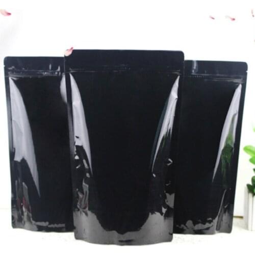50pcs Black aluminum foil zipper ziplock stand up bag food coffee candy gift packing bags