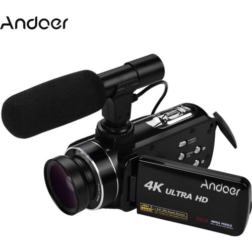 Andoer 4K Ultra HD Handheld DV 3.0inch IPS Digital Video Camera CMOS Sensor Camcorder with 0.45X Wide Angle Lens with Microphone