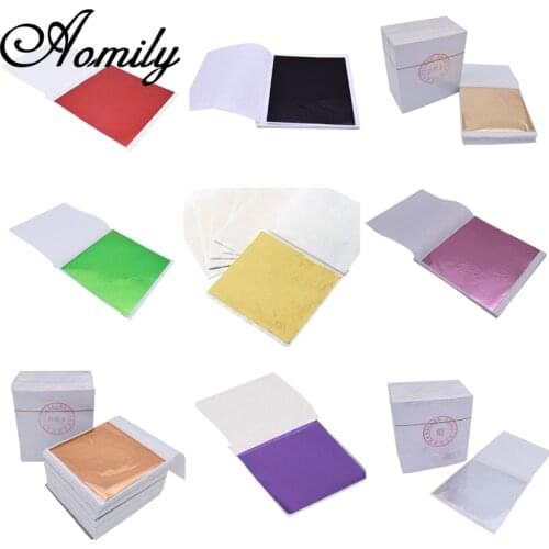 Aomily Multicolor 500 sheets/Set 9x9cm Shiny K Gold Leaf for Gilding Funiture Lines Wall Crafts Handicrafts Gilding Decoration