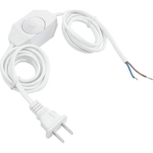 White Lamp Power Cord w Dimmer Switch AC 250V/110V US Plug