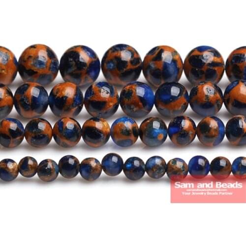 Free shipping Natural Dark Blue gold colored Nepal Stone Beads 16" 6 8 10MM Pick Size For Jewelry Making NBE03
