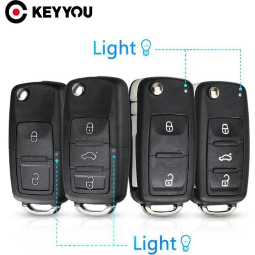 KEYYOU 40pcs Car Remote Key Flip Key Shell For Volkswagen Vw Jetta Golf Passat Beetle Skoda Seat Polo B5 2/3 Button Folding Case