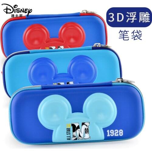 Disney pencil case large capacity pencil case 3D embossed cartoon waterproof pencil case children’s learning stationery gift