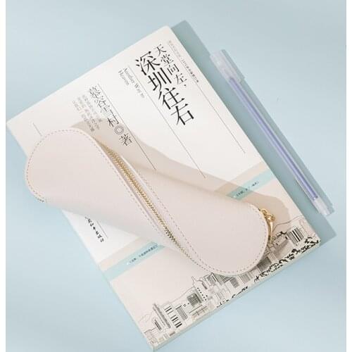 Leather simple Japanese small fresh pencil case high school student ins multifunctional simple large-capacity leather pencil cas