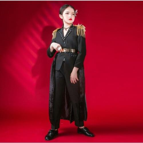 Kids Catwalk Wear Girls Jazz Dance Costume Stage Show Performance Costume Rave Outfit Hip Hop Dance Festival Clothing XS2580