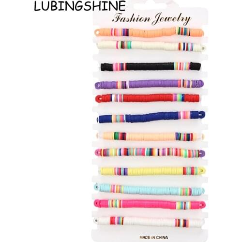 Boho Couples Elastic Bracelet Soft Clay Charms Beaded Bracelets for Women Men Beach Anklet Jewelry Gift