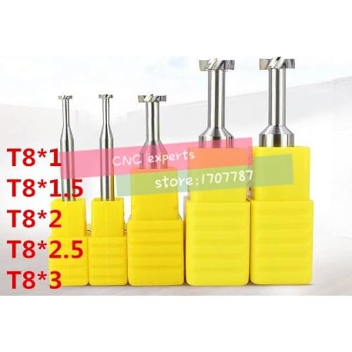 Free Shipping 1PCS T8*1*1.5*2*2.5*3 Cemented carbide Straight shank T groove milling cutter T type Straight shank milling cutter