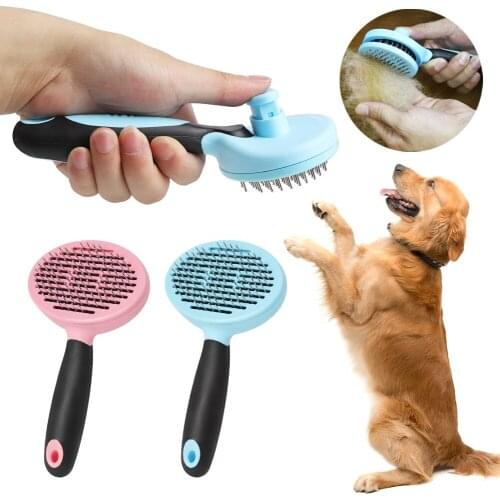Pet Fur Grooming Comb Quick Clean Pet Hair Remover Stainless Steel Pin Dog Cat Fur Removal Comb Shedding Brush Dematting Comb