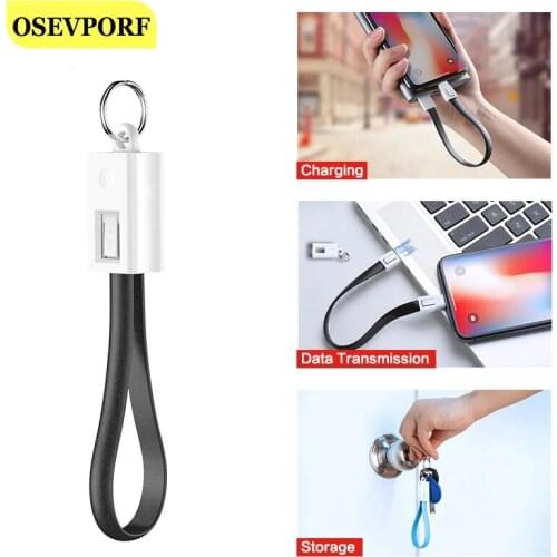 Key Chain Micro USB Type C Cable Fast Charging Cable For Samsung Huawei Oneplus 7 Xiaomi Charger USB C Keychain Cord Short Cabel