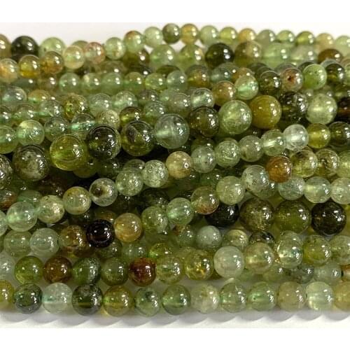 Veemake Tsavorite Natural Stones Crystal Charms Gemstones DIY Necklace Bracelets Earrings Round Beads For Jewelry Making 07153