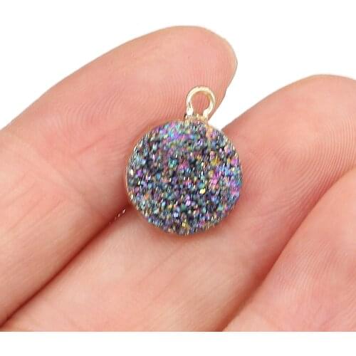 Natural stone Agate Pendant Round Exquisite charm for Jewelry Making DIY Earring Necklace Bracelets Accessories 12x15mm