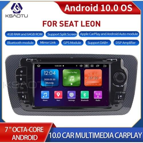 KSAOTU 7102 7" 8-Core Android 10.0 Car Stereo Carplay DSP DAB+ GPS WiFi USB DVB-T 4G TPMS Canbus OBD2 For SEAT LEON
