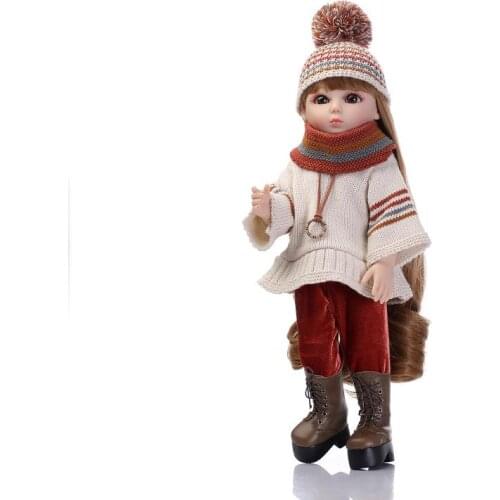 Bebe New girl BJD Jointed dolls 45CM full vinyl body with Crochet sweater brown hair doll reborn bonecas alive