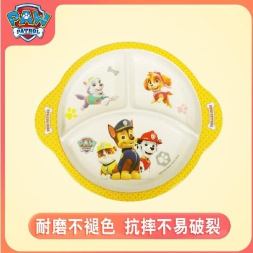 PAW PATROL Childrens tableware imitation ceramic melamine material anti-fall cute cartoon dog three-compartment plate