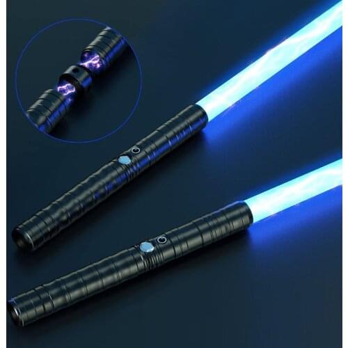 Metal Handle Cosplay Lightsaber RGB Changing with 7 Sound Sensitive Smooth Swing LED Two In One Switchable Saber Toys Full Gift