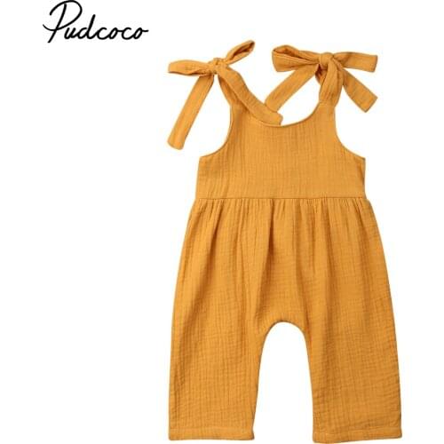 0-24M Cute Newborn Baby Girls Sling Cotton Dungarees Bib Pants Romper Outfits