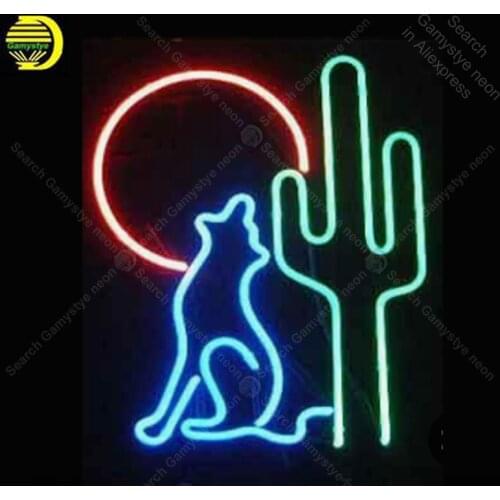 NEON SIGN For the wolf Cactus Signboard REAL GLASS BEER BAR PUB display outdoor Light Signs 17*14" vintage neon signs