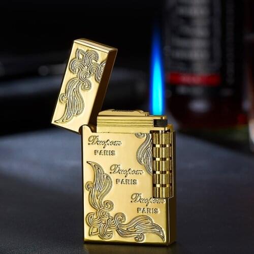 New 2021 Loudly Gas Lighter Square Metal Sideslip Mini Lighters Flint Cigarette Lighters Smoking Accessories Gadgets for Men