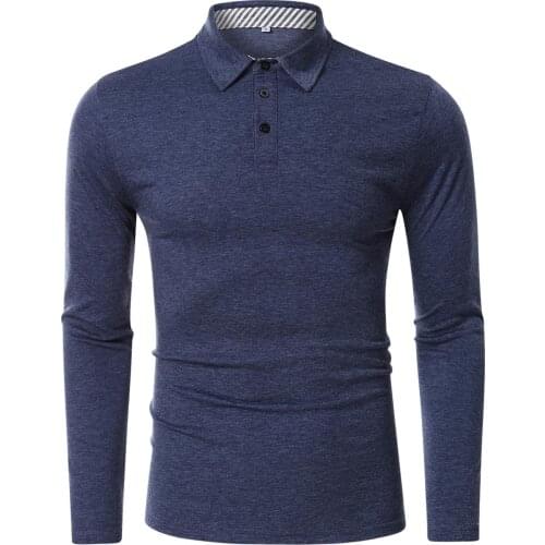 Golf Clothing mens Lapel Long Sleeve Polo Shirt USA/EU Size Mens Colorblock Patchwork T-Shirt for Business Cotton Blend