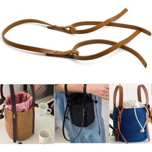 High Quality PU Leather Handbag Strap Shoulder Handle Strap Brown Black Colors Long Shoulder Strap for DIY Woven Bag Accessories