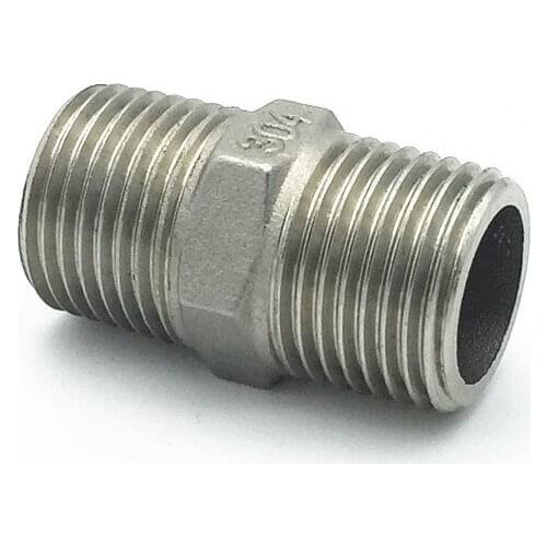 Hex Nipple Male*Male Stainless Steel SS304 Threaded Pipe Fittings 1/8" 1/4" 3/8" 1/2"
