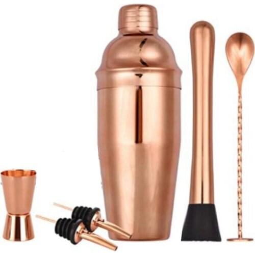 Cocktail Shaker Set, Bartender Kit, 6 Piece 25 Oz Martini Shaker Set with Measuring Jigger - Built-In Bartender Strainer