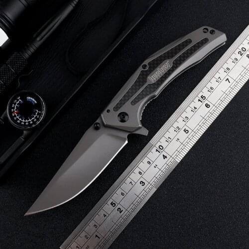 Kershaw 8300 folding knife 8Cr13Mo blade all steel titanium plated carbon fiber handle pocket camping fishing survival EDC knife