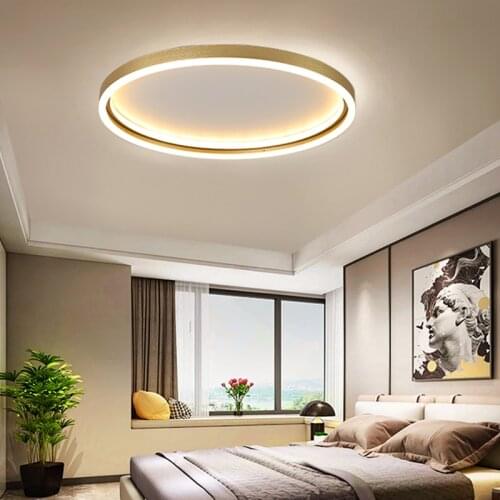 Modern Minimalist Led Round Square Chandelier Lighting Creative Golden Blacklustre Lustre Wrought Iron Living Room Bedroom Lamp
