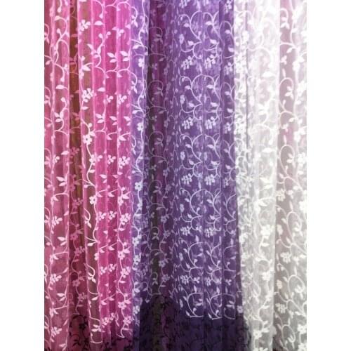 CS 95 Rod-packet head style US home fashion floral printed sheer organza Curtain fabric (One Panel) plaid hotel material