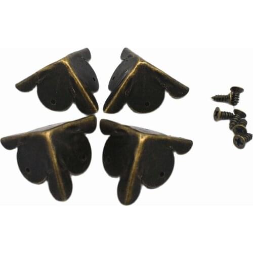 25mm Bronze Vintage Box Corner Protector Edge Safety Guard Triangle Metal Box Decorative for Table Suitcase Cabinet Trunk -24pcs