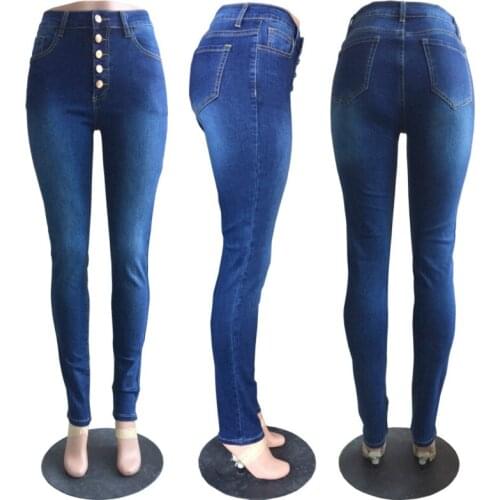 Women High Waist Jeans Skinny Pencil Pants Five-breasted Placket Ladies Trousers Fashion Casual Female Pants 2020 Autumn Jeans