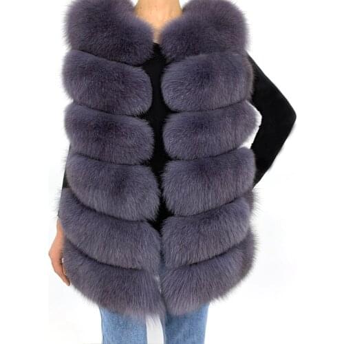 2021 Real Fox Fur Vest Women Sleeveless Winter Jacket Gilet Natural Fur Coat Bodywarmer Waistcoat Thick Warm Streetwear