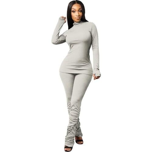 Knitted 2 pieces Set Tracksuits Women 2020 Autumn Winter Warm High-neck Loose Sweater+Ankle-Length Pants Warm Winter Suit Outfit