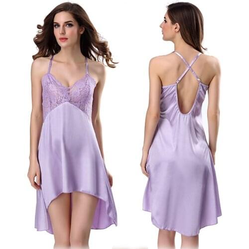 Women Fashion Noble Lingerie Sleepwear Ladies Comfortable Backless Nightgown Underwear Lace V-neck Adjustable Night Dress