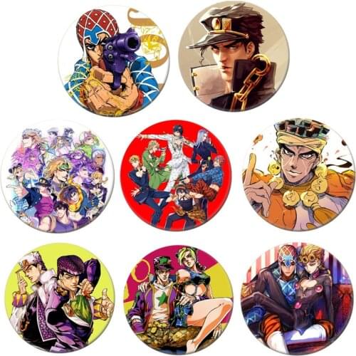 58mm Anime Jojos Bizarre Adventure Kujo Jotaro Brooch Pin Badge For Clothes Backpack Decoration Childrens gift