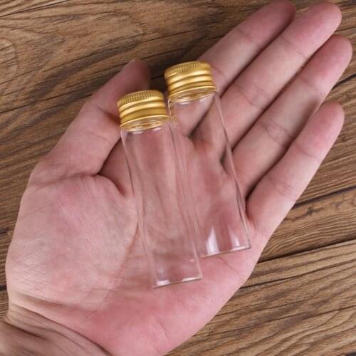 10pcs 20ml 22*80mm Glass Bottles Message Bottles with Golden Aluminum Lids Spice Jars Potion bottles for Wedding party